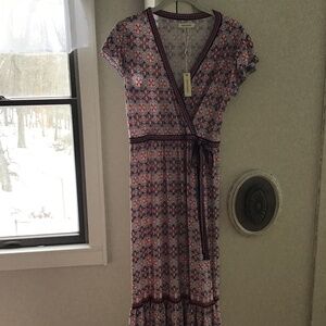 Max Studio Maxi Flutter Sleeve Dress, Color Multi Blue, Size XS